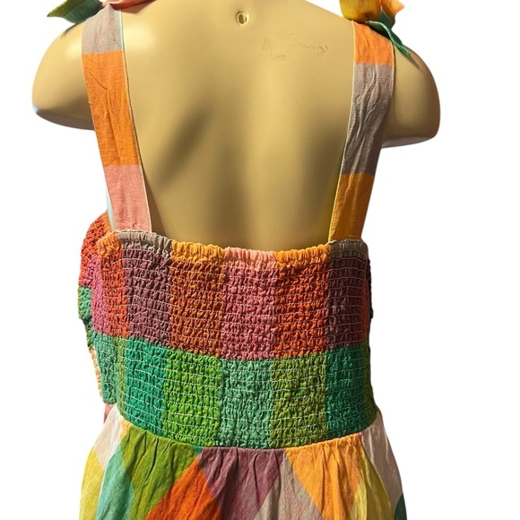 Orange and Yellow Sleeveless Sundress with Square Neck - Picture 7 of 12